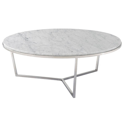 Theodore Alexander Living Ta Studio Large Round Coffee Table Fisher in Marble & Nickel House of Isabella UK
