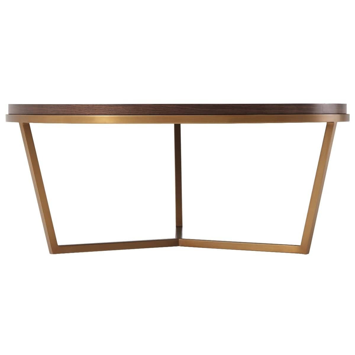 Theodore Alexander Living Ta Studio Small Round Coffee Table Fisher in Macadamia & Brass House of Isabella UK