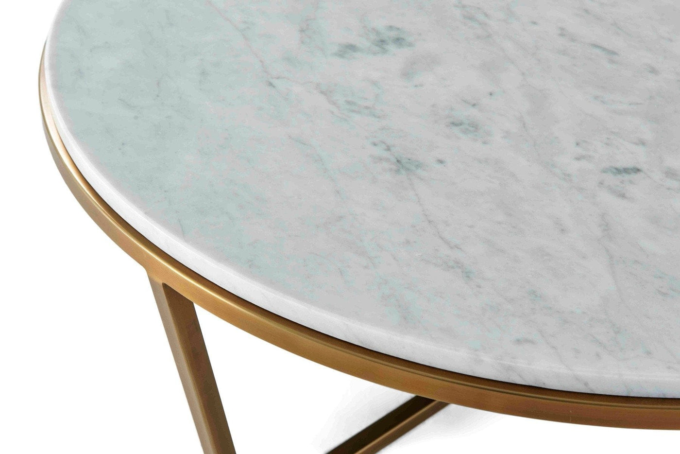Theodore Alexander Living Ta Studio Small Round Coffee Table Fisher in Marble & Brass House of Isabella UK