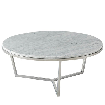 Theodore Alexander Living Ta Studio Small Round Coffee Table Fisher in Marble & Nickel House of Isabella UK