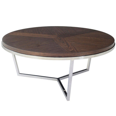 Theodore Alexander Living Ta Studio Small Round Coffee Table Fisher in Macadamia & Nickel House of Isabella UK