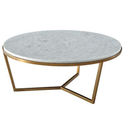 Theodore Alexander Living Ta Studio Small Round Coffee Table Fisher in Marble & Brass House of Isabella UK